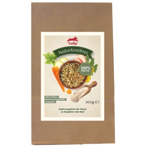 Flocons d'avoine aux carottes, courgettes et pissenlit pour chiens 700 g  Intolérances alimentaires  Leiky