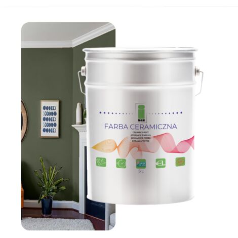 Peinture murale céramique lavable vert olive 5L résistante aux taches (1/5)