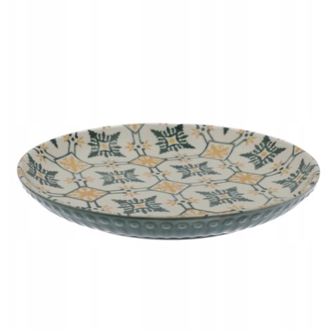 Grande assiette plate peu profonde en céramique 26 cm, motif mosaïque (1/5)