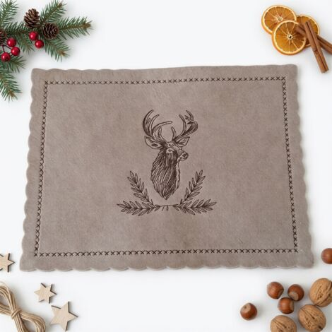 Nappe de Noël en feutrine beige 30×40 cm pour décoration (1/4)