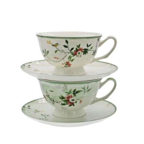 ENSEMBLE DE 2 TASSES DE 220 ml AVEC SOUS-TASSE POUR THÉ ET CAFÉ (1/5)