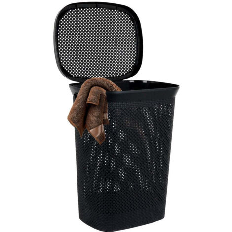 Panier à linge en plastique noir, 60 l (1/5)