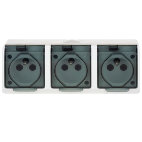 Prise blanche Hermès NT 3X Z/U avec clapet anti-fumée IP44, bornes à vis, 16 A, 250 V, référence 0323-01 (1/4)
