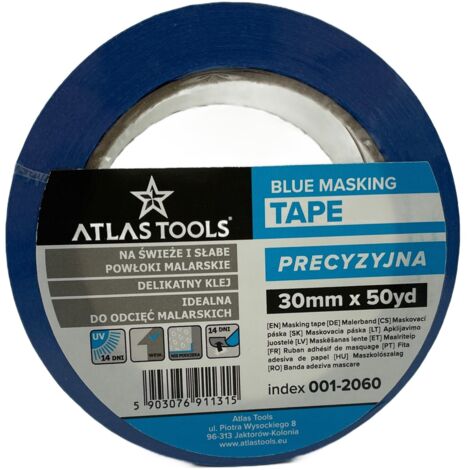Ruban de masquage bleu Atlas Tools, précision délicate, 30 mm/50 yd