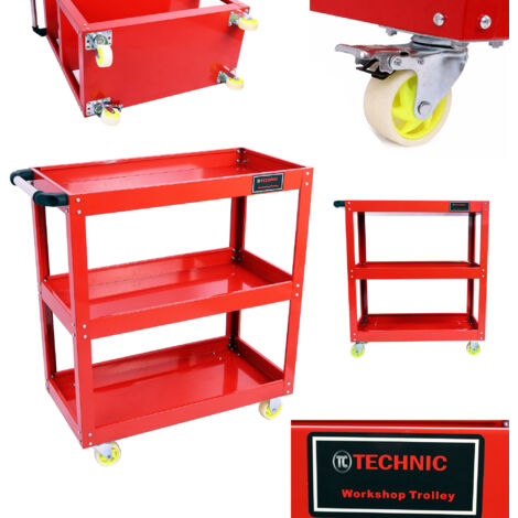 Chariot à outils d'atelier, armoire à 3 étagères, roues de 150 kg avec frein (1/5)