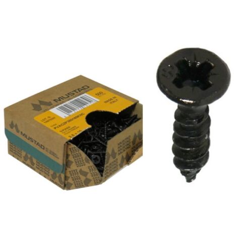Vis noires pour bois MUSTAD 3,5 x 16 mm, lot de 500 (1/2)