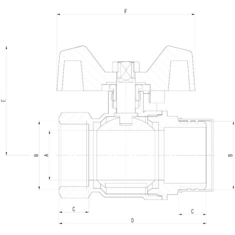 Vanne à bille IDMAR 3/4" avec papillon pour eau GW/MZ (DN20) (1/2)