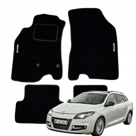Tapis de sol en velours brodés pour Renault Megane III Break (2009-2016)