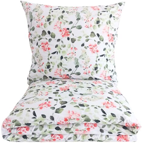 ENSEMBLE DE LITERIE 160x200 COTON 100% FABRICANT POLONAIS PREMIUM À FLEURS FORTES (1/5)