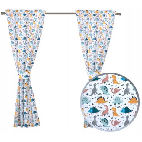 Ensemble de rideaux pour chambre d'enfant, motif dinosaures colorés, pour garçon, hauteur 150 cm (1/5)