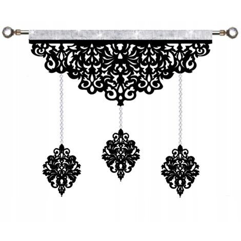 Rideau moderne EKRAN ajouré avec guirlande de cristaux GLAMUR noir 90 cm (1/4)