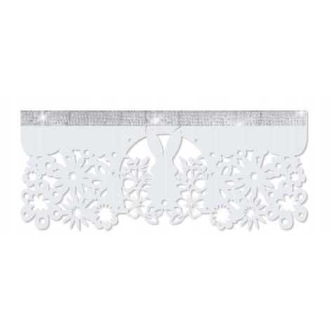 Rideau de cuisine lambrequin N13 Envy, blanc, 60 x 28 cm, idéal pour Pâques et le printemps. (1/5)