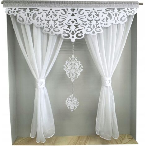 Rideau moderne AGNES blanc salon chambre lambrequin AŻUR glamour 300x150 (1/4)