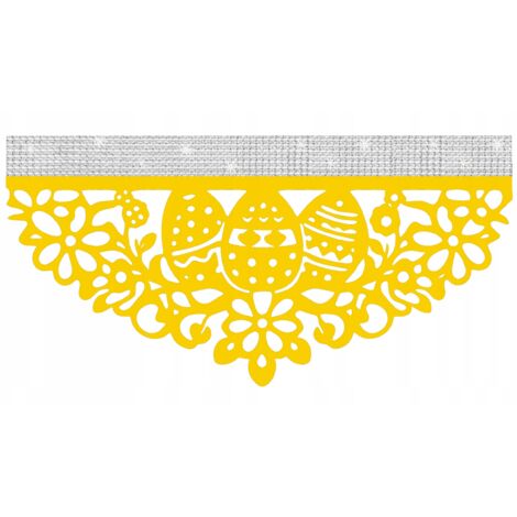 Rideau de cuisine lambrequin N14 Envy, jaune, 60 x 30 cm, idéal pour Pâques et le printemps. (1/5)
