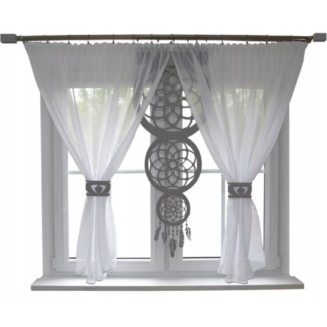 Rideau de salon moderne CATCH ajouré 400x145 gris (1/5)