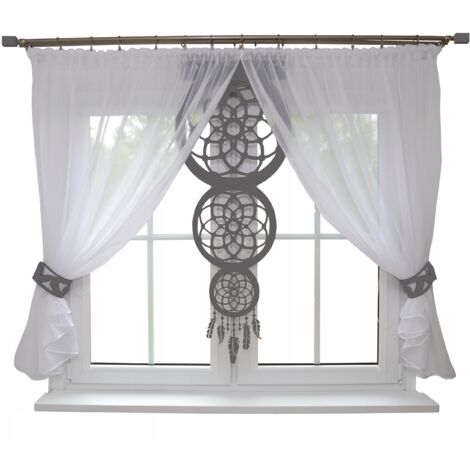 Rideau de salon moderne CATCH ajouré 300x150 gris
