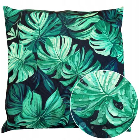 Coussin décoratif de jardin imperméable et résistant aux UV, vert Monstera, 40 x 40 cm + garniture (1/4)
