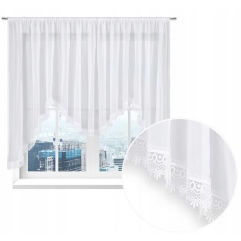Rideau classique salon chambre M-KA avec voile guipure lisse 400x145 (1/4)