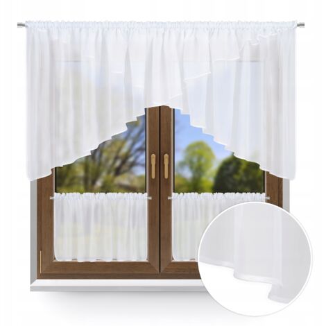 Ensemble de rideaux de cuisine, BLANC, largeur 300, ENVELOPPE, passepoil (1/5)