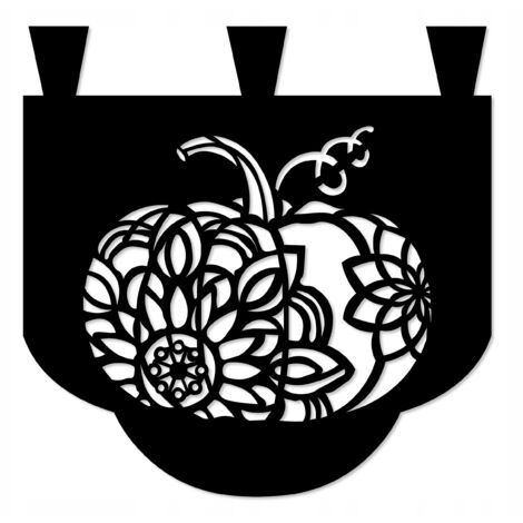 Rideau de cuisine ajouré D76, motif citrouille, harnais d'automne, 35 x 35 cm, noir (1/5)