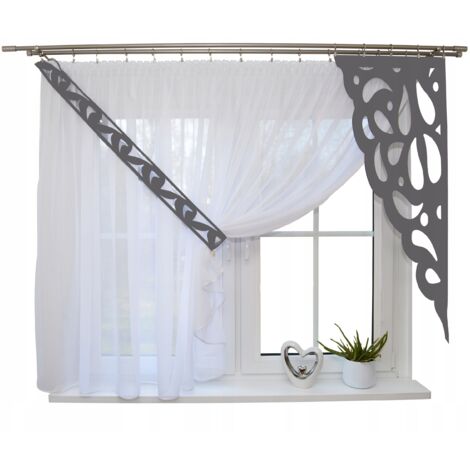 Rideau moderne pour salon/chambre, décor ajouré, 3 gris 300x150 (1/5)