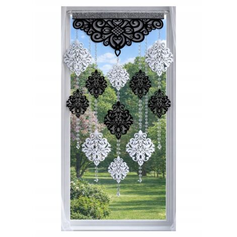 Rideau moderne EKRAN ajouré Guirlande ornée de cristaux GLAMUR Z16 noir et blanc (1/5)