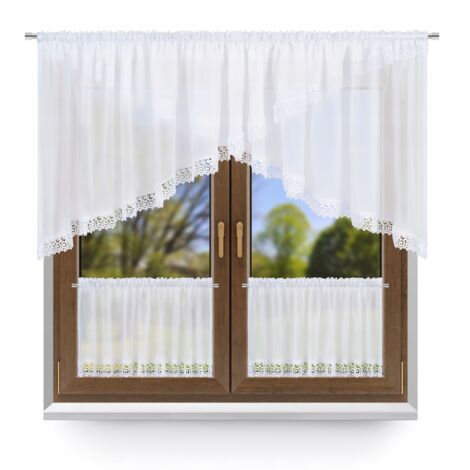Ensemble de rideaux de cuisine, BLANC, largeur 300, ENVELOPPE, guipure (1/5)