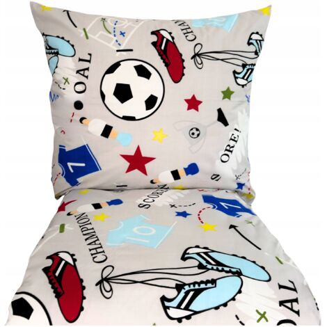ENSEMBLE DE LITERIE POUR ENFANT 120x160 EN COTON 3 PIÈCES MOTIFS FOOTBALL GARÇON