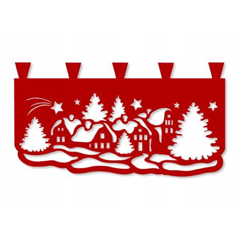 Rideau de cuisine M10, motif paysage de Noël, 60 x 35 cm (1/4)