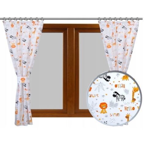 Ensemble de rideaux pour chambre d'enfant, motif animaux colorés SAFARI girafe, hauteur 150 (1/5)