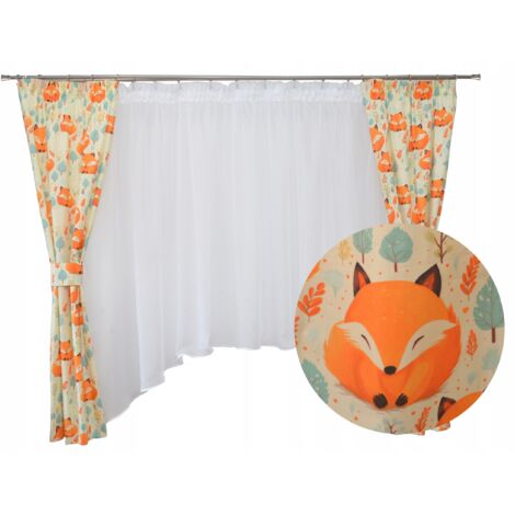 Ensemble de rideaux pour chambre d'enfant, motif renard, style scandinave (1/5)
