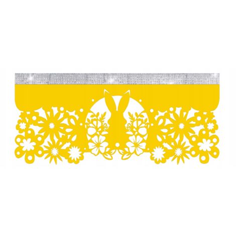 Rideau de cuisine lambrequin N13 Envy, jaune, 60 x 28 cm, idéal pour Pâques et le printemps. (1/5)