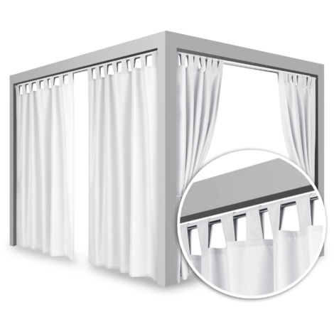 Rideau de jardin TERRACE imperméable BLANC bohème GAZEBO 150x200 bretelles BAND (1/5)