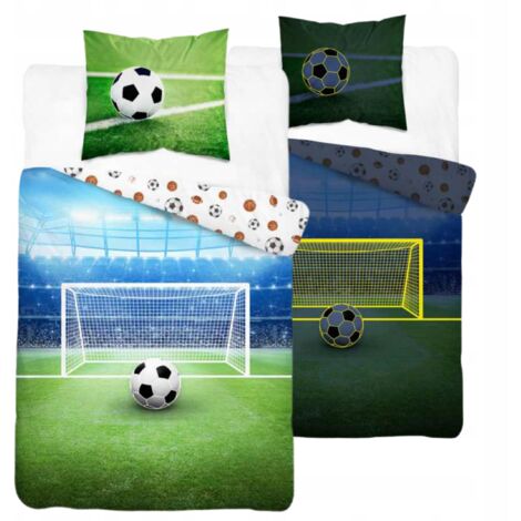 ENSEMBLE DE LITERIE POUR ENFANTS 160x200 POUR GARÇONS EN COTON, MOTIFS DE FOOTBALL LUMINEUX