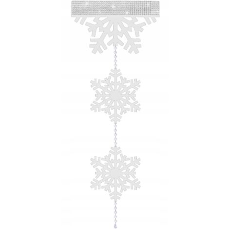 Guirlande de Noël hivernale avec flocons de neige et montagne, décoration glamour blanche (1/4)