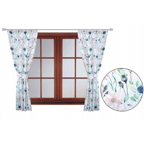 Rideaux pour chambre de fille, motif prairie fleurie et fleurs délicates (1/4)