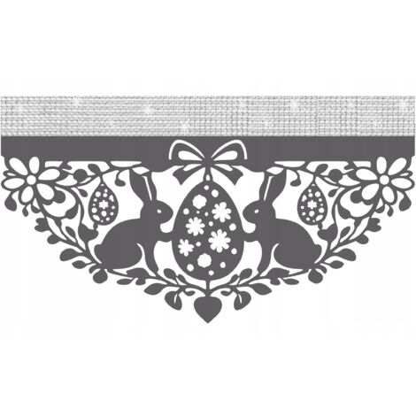 N15 Lambrequin rideau de cuisine enveloppant, 60 x 30 cm, gris, idéal pour Pâques et le printemps.