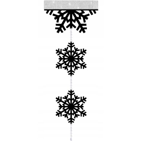 Guirlande de Noël hivernale avec flocons de neige et décoration de montagne, noir glamour (1/4)