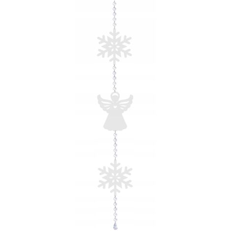 Guirlande de Noël hivernale, pendentif ange flocon de neige, décoration glamour blanche