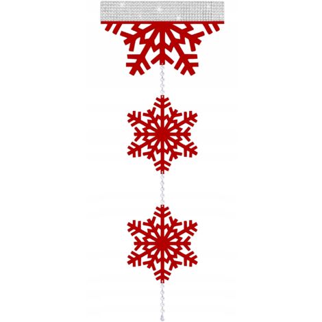 Guirlande de Noël hivernale avec flocons de neige et décoration de montagne rouge glamour (1/4)
