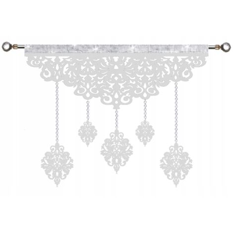 Rideau moderne EKRAN ajouré Guirlande avec cristaux GLAMUR blanc 140 (1/4)
