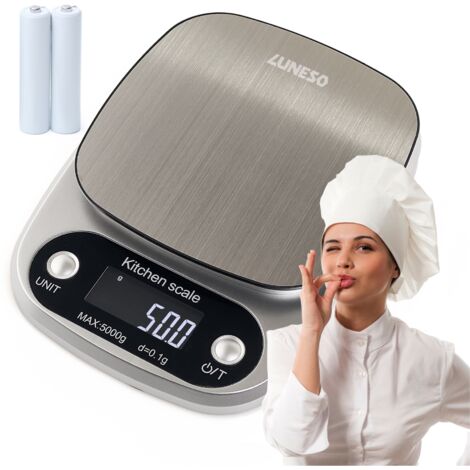 Balance de cuisine électronique de précision 5000 g, 0,1 g, écran LCD, piles (1/5)