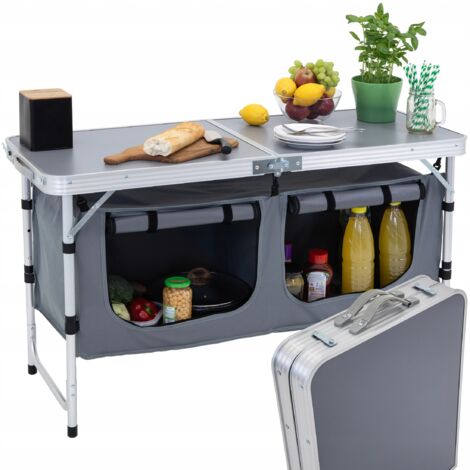 Meuble de cuisine touristique, table de jardin pliante, valise, table de camping