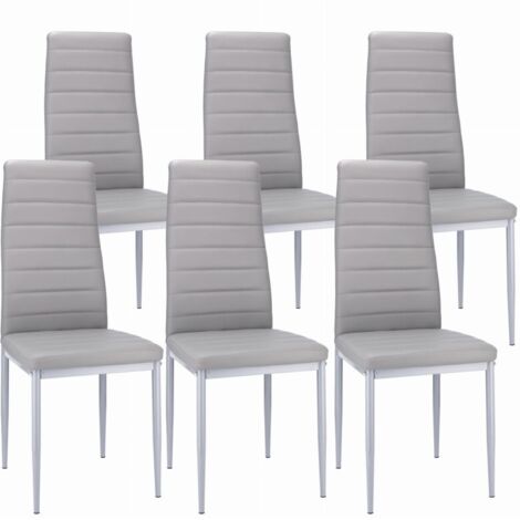 Chaise VERUM, éco-cuir gris - 6 pièces (1/4)