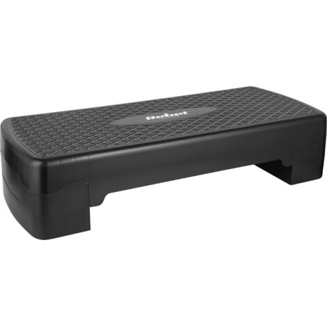 Step de fitness aérobique à 2 niveaux, plateforme de 68 cm, noir, Rebel.