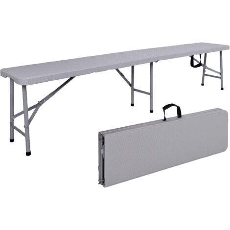 Banc de restauration pliable en valise 180 cm ROTIN gris (1/3)