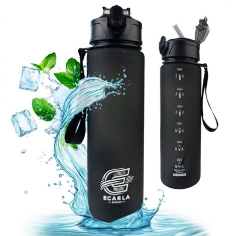 Gourde, bouteille de sport noire mate 750 ml ECARLA SPORTS BD48 (1/5)