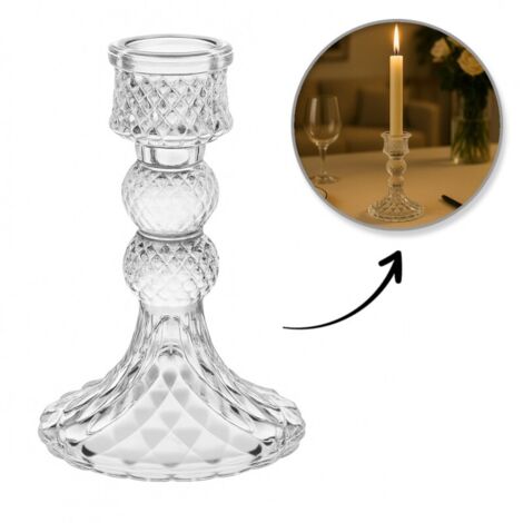 Bougeoir décoratif en verre Glamour 12,5 cm - SW14 (1/3)