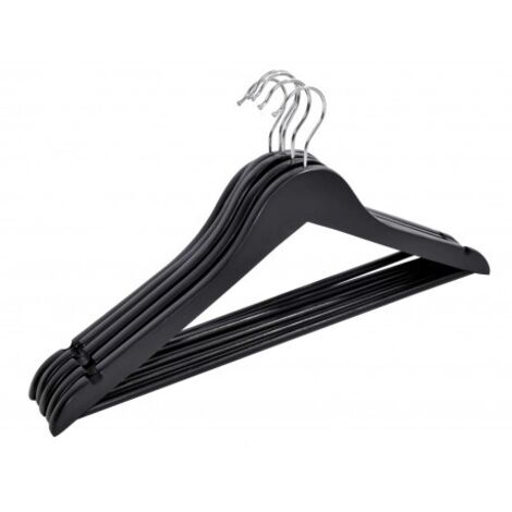 Cintre en bois RONDO, lot de 5, noir (1/5)