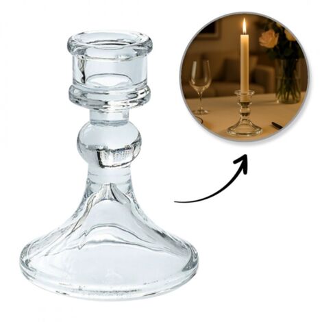 Bougeoir décoratif en verre Glamour 10 cm - SW13 (1/3)